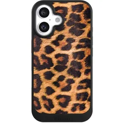 Nivocase Hülle für Apple iPhone 16 Handyhülle NIVOcore Case Schwarz Animalprint Fell Leopard (Apple iPhone 16), Smartphone Hülle, Schwarz