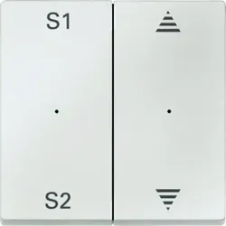 Merten System M Wippe zweiteilig, Jalousie, polarweiß, matt, Symbol Pfeile, Kontrollfenster/Lichtauslass