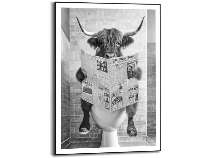 Schilderij Hooglander Toilet - 70 x 50 - Hout - REINDERS