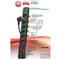 Acar, Steckdosenleiste, Rozvodný panel ECO 6x220V černý přep.ochrana (6x)