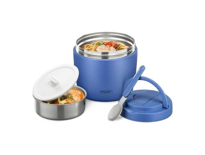 LuxusKollektion Thermobehälter Thermobehälter 970ml Edelstahl Auslaufsicher Thermoschüssel Blau, Metall