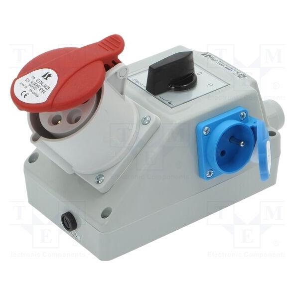 Spamel Einbausatz mit 32A 5P+2P+Z L-0-P Steckdose rot (ZI05R461) (ZI05R461)