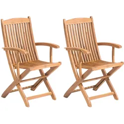GARTENSTUHL 2er-Set mit Armlehnen Akazienholz hellbraun Maui