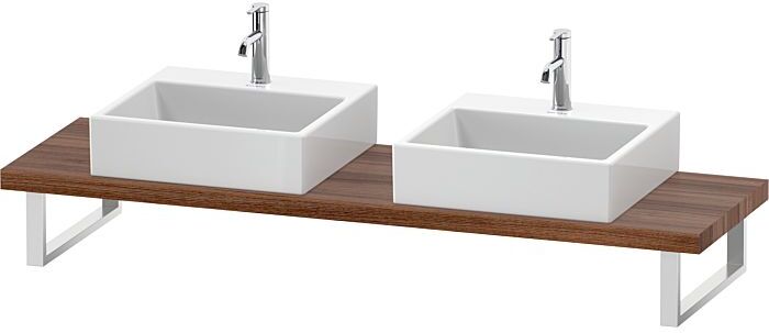 Duravit DuraStyle Konsole DS101C07979 für Aufsatzbecken, 2 Ausschnitte, Stärke 4.5 cm, Nussbaum natur