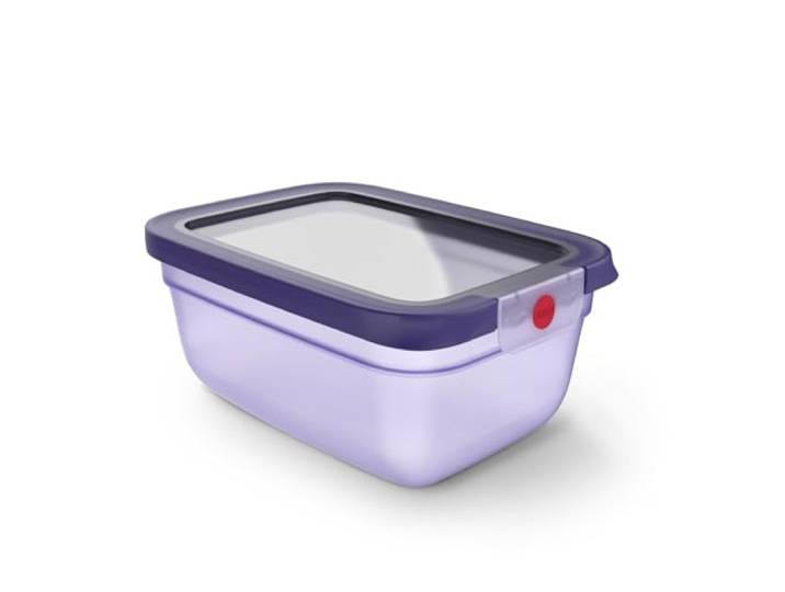 EMSA oneClick Frischhaltedose, verschlossen mit nur 1 x Klick, Lebensmittel 2 x länger frisch, 100% dicht, Made in Germany, 1,5L, gefrier-, mikrowellen- und spülmaschinengeeignet, violett, N1211200