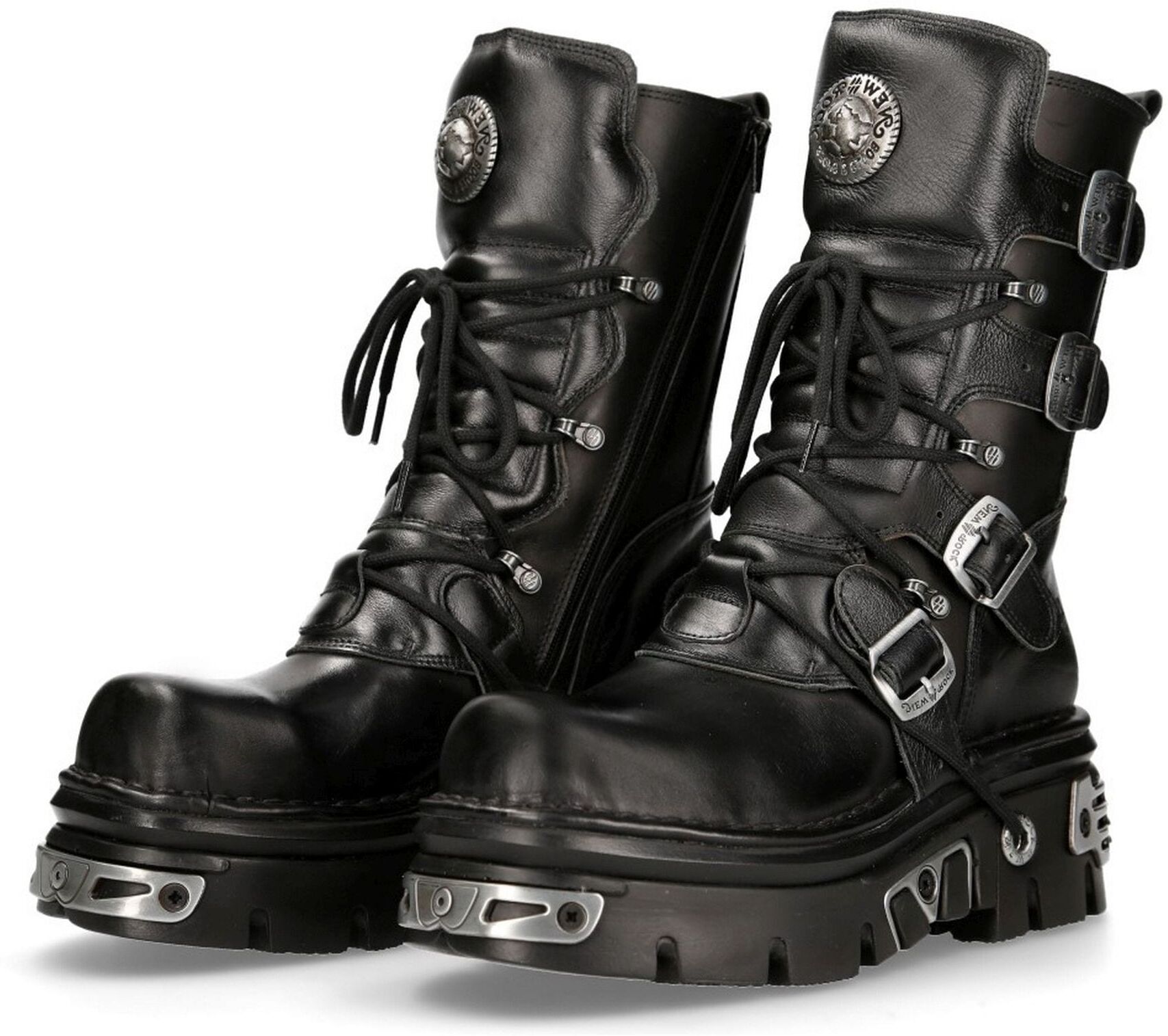 Plateaustiefel NEW ROCK "Plateau Boots M-373-S4", Damen, Gr. 41, Normalschaft, schwarz, Obermaterial: 100% Rindnappaleder CNA., Schuhe Plateaustiefel, Handgefertigt, Made in Spain