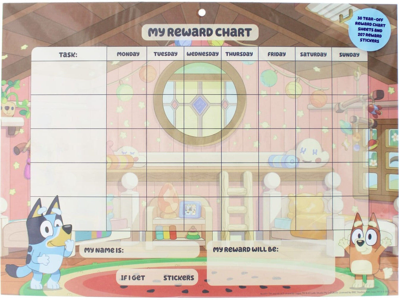 Bluey Reward Chart with 207 Stickers for Kids, Ages 3-6, Encourages Good Habits and Fun Learning, Blueprint
