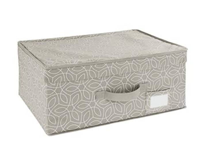 WENKO Boîtes de Rangement Balance - Panier de Rangement avec Couvercle\, Polypropylène\, 44 x 19 x 33 cm\, Taupe