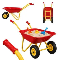 Relaxdays Schubkarre für Kinder 2 Räder Gelb,Rot,Schwarz