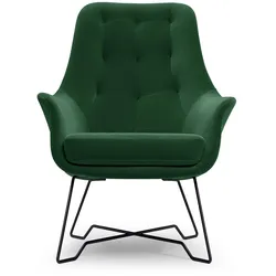 SESSEL SEDUTA, Modern Polstersessel Loungesessel, Velours-Stoff Grün