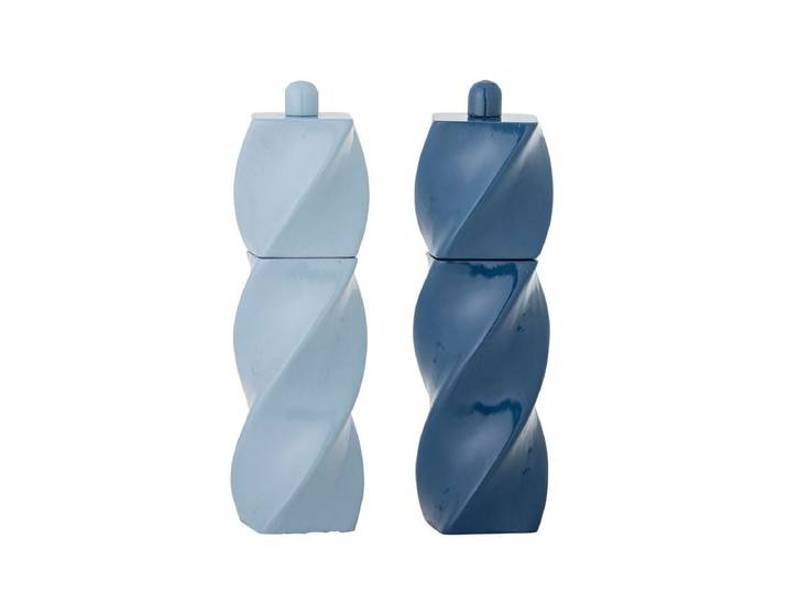 Salz- & Pfeffermühle Omve – Blau lackiertes Holz im modernen Design (2er-Set) - Blau - Luxusbetten24