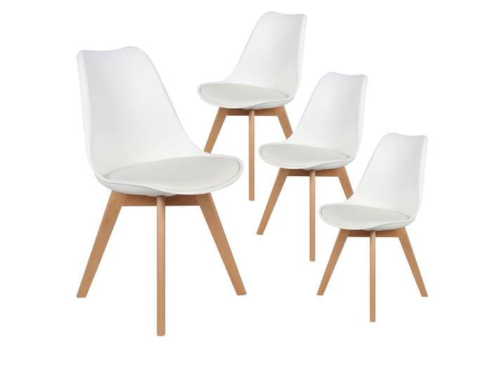 Altobuy - Medaline - Lot De 4 Chaises Scandinaves Blanches