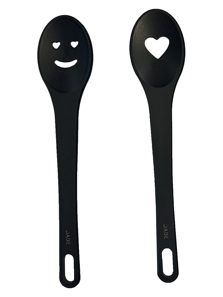 Jade Kochlöffel "Herz" in Schwarz - (L)29,8 cm - onesize