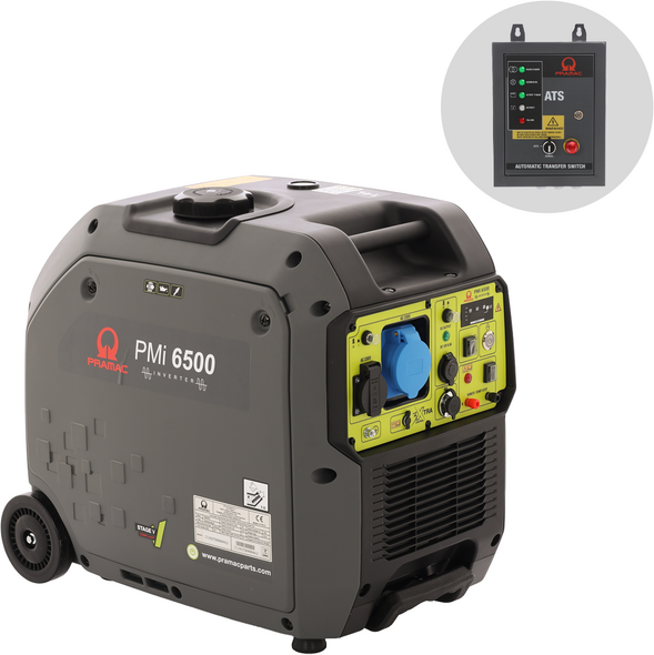 Pramac PMi 6500  Stromerzeuger 6,5 kW  6 kW Gleichstrom, einphasig 230V  inklusive ATS-Schalttafel