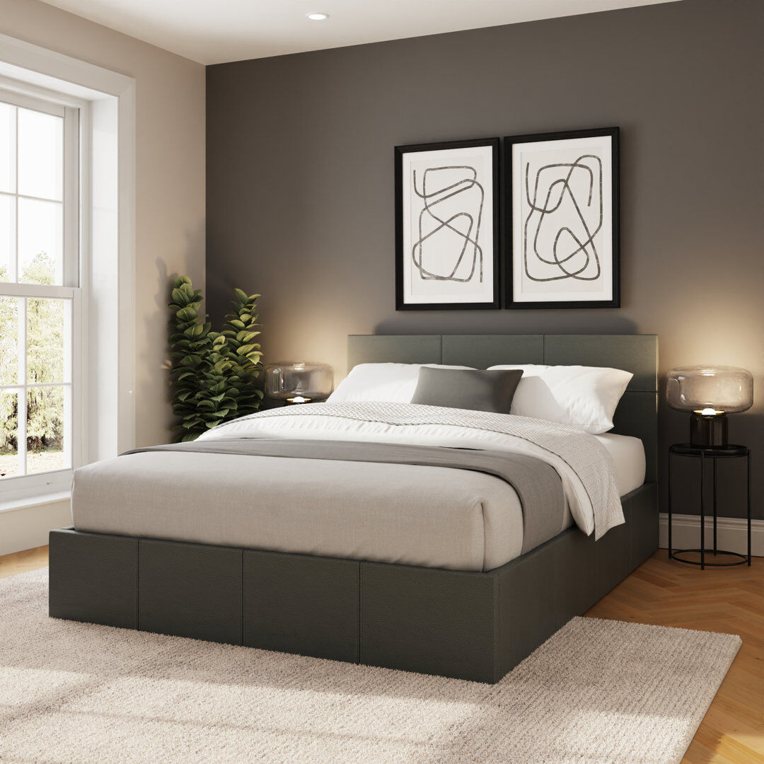 Zipcode Design Beaird Upholstered Ottoman Storage Bed Grey Double (4'6)