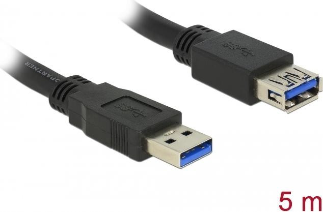Delock USB 3.0 verlengkabel A naar A, zwart, 5 meter
