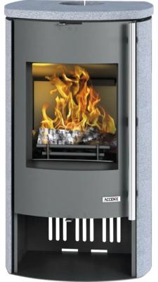 Kaminofen ACCENTE Nyborg 4.0 GTS Granit grau 7 kW mit Holzfach und Wärmefach