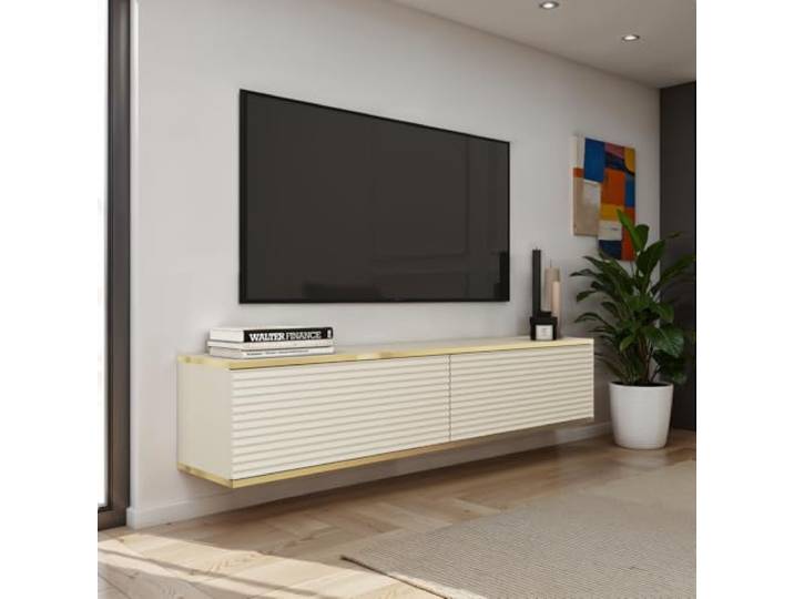 Komodee TV Schrank Banff TV135 MDF F1 Beige/Eiche Artisan 135x30x32 cm Banff TV135 MDF - TV Schrank, Beige Matt, Eiche Artisan, Breite 135 cm, Höhe 30 cm, Tiefe 32 cm