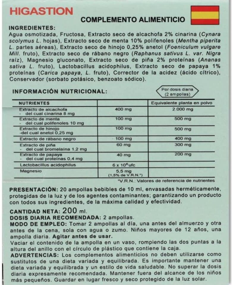 ROBIS Higastion 20 Ampollas