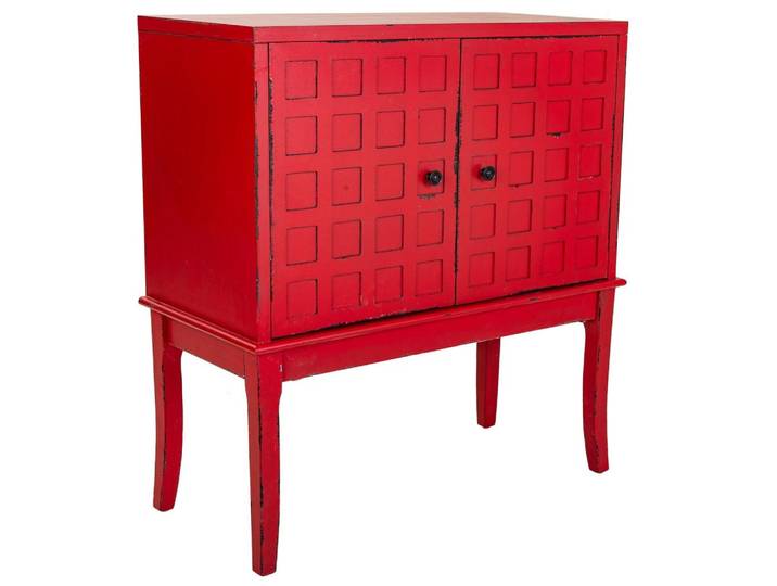 Wanderlust Holzschrank aus Holz 81x39x90, Rot, 82x90x39 cm, Esszimmer, Anrichten
