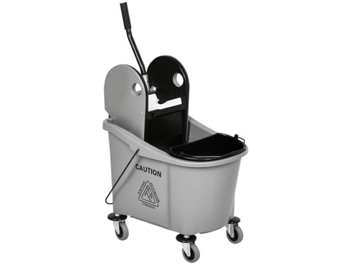 HOMCOM Schoonmaakwagen met emmer en wringer 9,5 gal (38 qt) Grijs