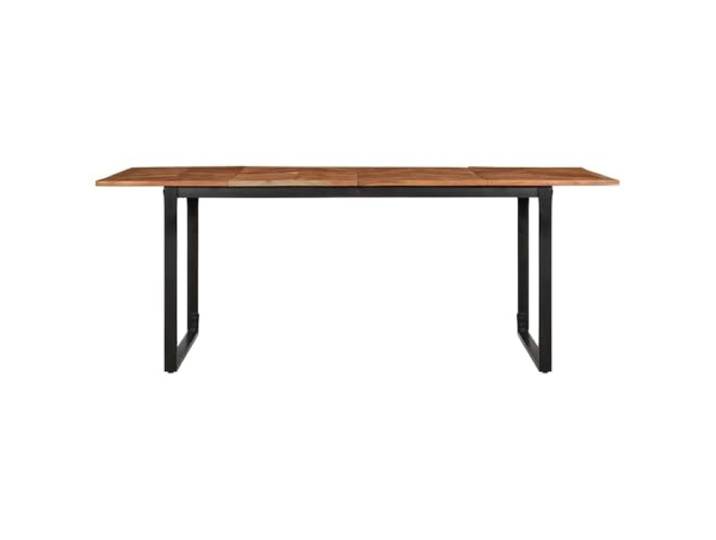 KDACVBMG Esstisch, 200 x 100 x 75 cm, Massivholz, Akazienholz Massives Akazienholz, Eisenrahmen, Industriestil, erhöhte Füße, Innen und Außen, einzigartige Maserung