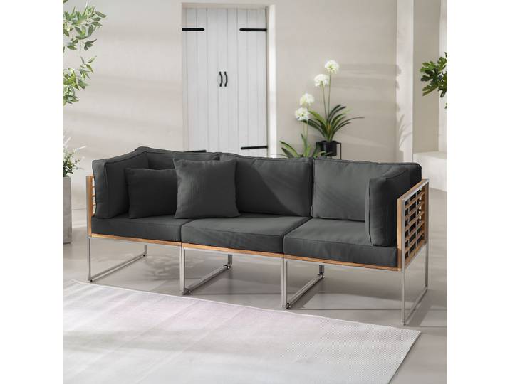 Ensemble lounge - 3 éléments 210 x 74 x 70cm Noir/Anthracite