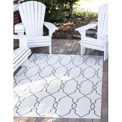 Outdoorteppich "Outdoor Crosses, LAGERRÄUMUNG", blau (elfenbeinfarben, marineblau), B:152cm H:4mm L:244cm, Polypropylen (PP), MYFLAIR MÖBEL & ACCESSOIRES, Teppiche, Outdoorteppich, Flachgewebe, In- und Outdoor geeignet