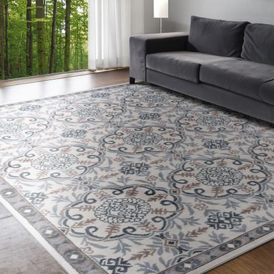 Alise Rugs Hamilton Traditional Damask Indoor Area Rug