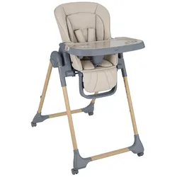 Kikka boo Kinderhochstuhl Olive 2, klappbar, Räder, höhenverstellbar, Ablagefach beige