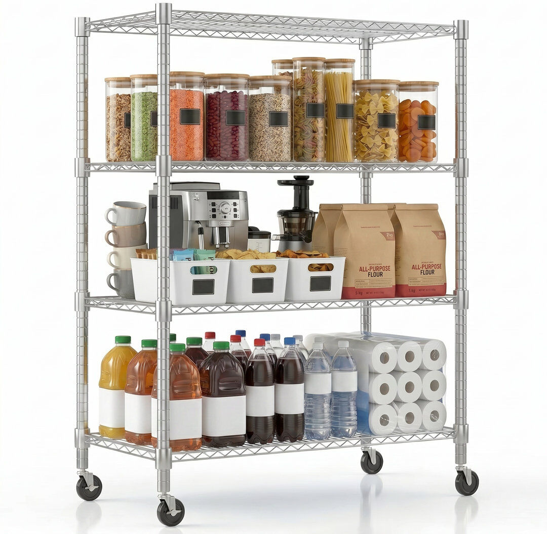 Himimi Yelena 90 cm W Shelving Unit Silver 183cm H x 90cm W x 45cm D