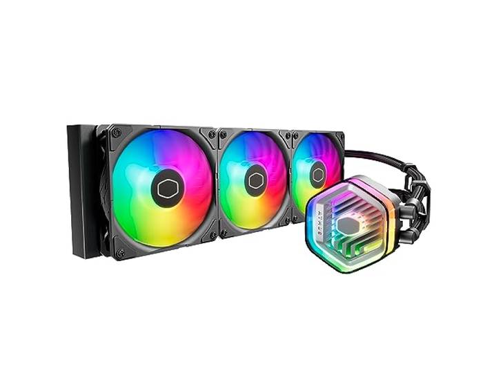 Cooler Master MasterLiquid Atmos 360 zwarte processor waterkoeling - AIO-waterkoelsysteem, tweekamerpomp, Sickleflow 120 Edge-ventilatoren, adresseerbare Gen 2 RGB, LGA1700 en AM5-beugels