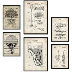 POSTER Set Mit 6 Musik Sammlung A3 & A4 Schwarzer Rahmen