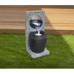 Gardenforma Wasserspiel Bahia, Polyresin inkl. Pumpe und LED-Beleuchtung, Ausführung: schwarz
