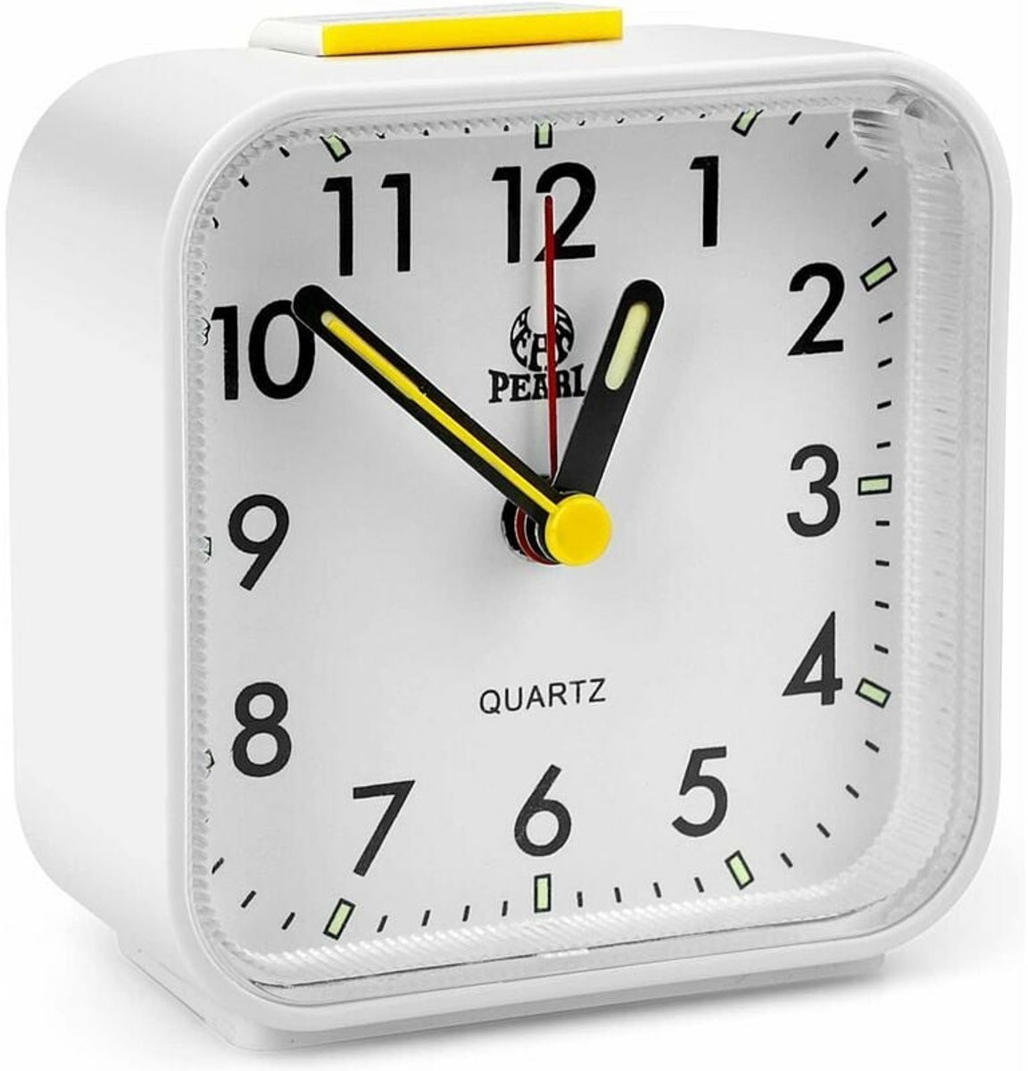 Stille analoge reiswekker met luid alarm en nachtlampje - Wit