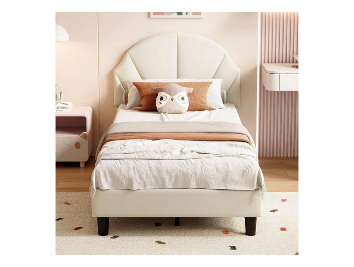 LuxusKollektion Polsterbett Kinderbett Polsterbett 90x200 Prinzessin beige