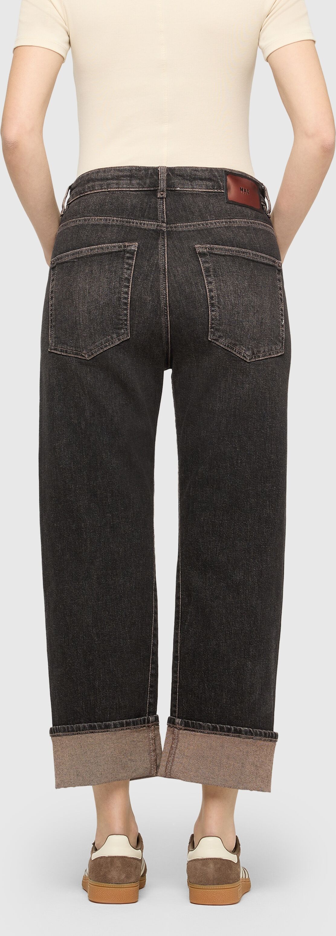 Relax-fit-Jeans MAC, Damen, Gr. 42, N-Gr, braun tinted schwarz washed, Denim/Jeans, Obermaterial: 99% Baumwolle, 1% Elasthan, baggy fit lang, Jeans Relax-fit-Jeans, Baggy fit für den legeren, bequemen Look braun tinted schwarz washed 42, N-Gr