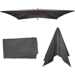 Ersatz-Bezug für Sonnenschirm Lissabon 3x4m, Sonnenschirmbezug Ersatzbezug, Polyester ~ anthrazit