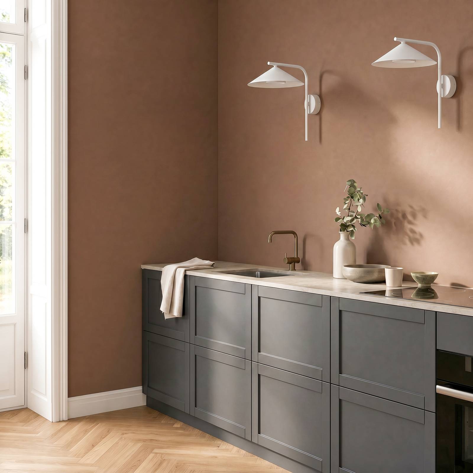 Wandlampe Lume S TK Lighting, dimmbar, alu / grau / zink, für Wohn- / Esszimmer, Metall, Modern, Wandleuchte, Wandlampe Innen