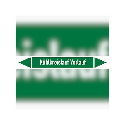 Rohrleitungskennzeichen Kühlkreislauf Vorlauf - 187x26 mm Folie selbstklebend