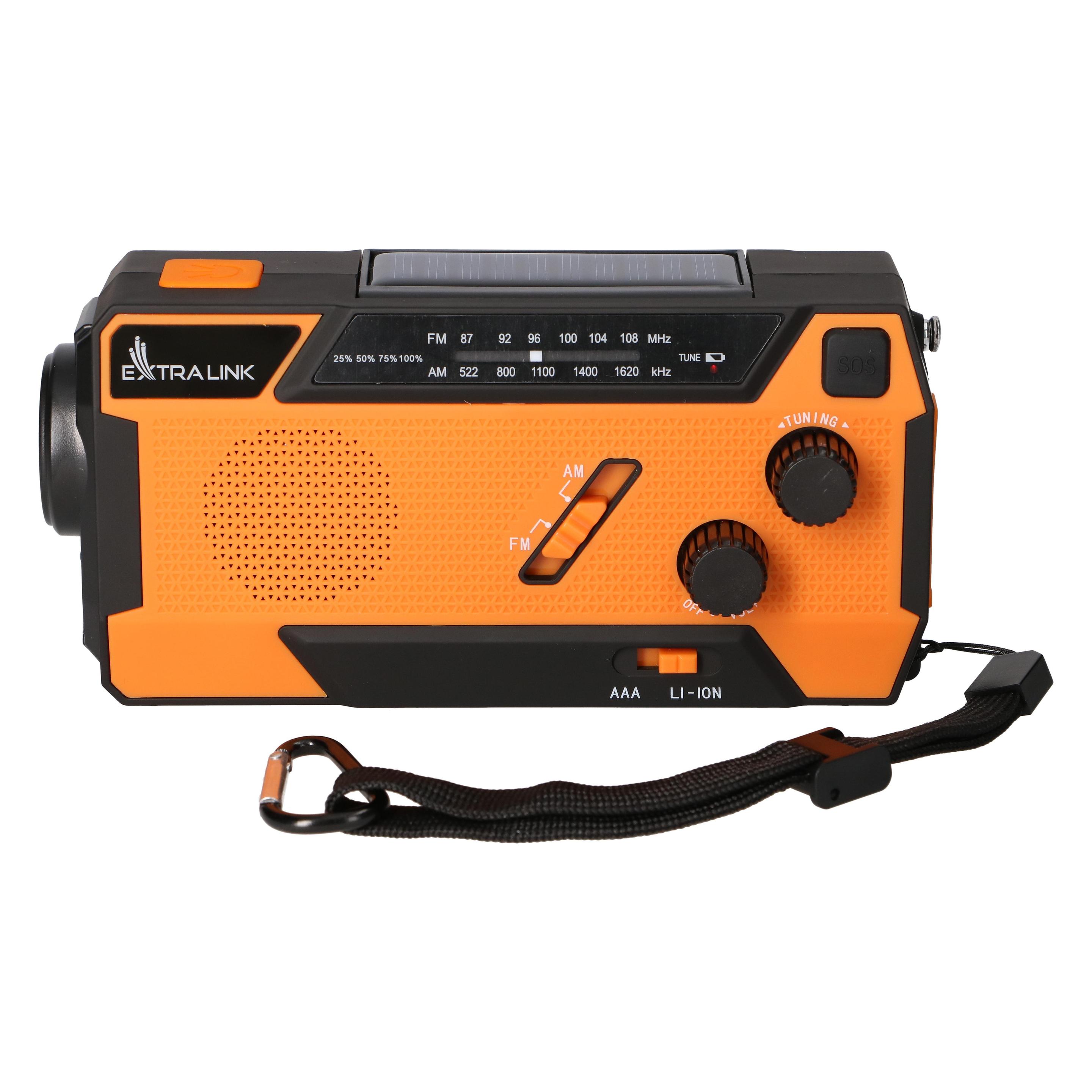 Extralink SOLAR-Notfunkradio mit Dynamo Powerbank 4000mAh und SOS Taschenlampe SR-4000 (AM, FM) (EX.93746)