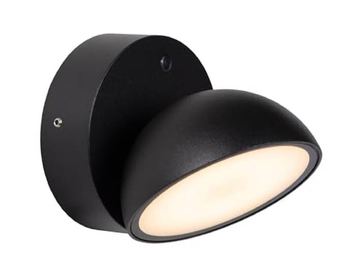 LUCIDE FINN - Wandleuchte Innen/Außen - LED - 1x12W 3000K - IP54 - Tag/Nacht-Sensor - Schwarz