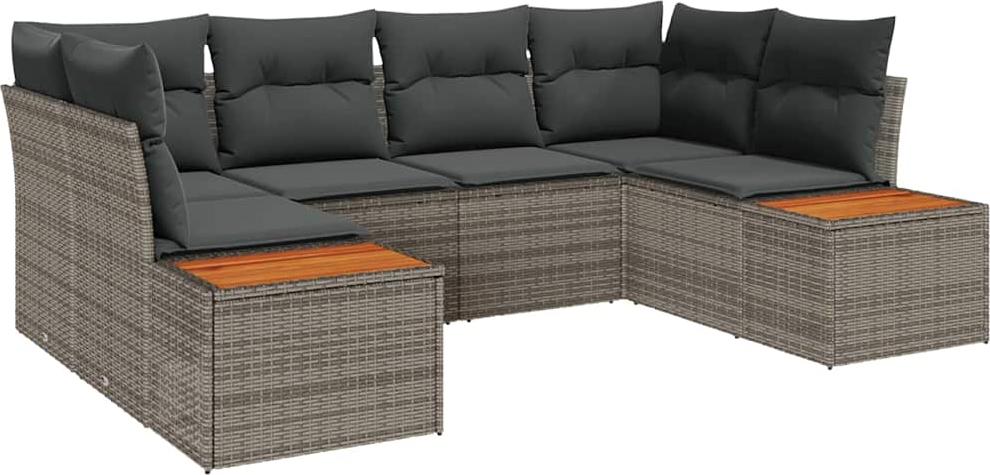 vidaXL Gartensofa-set 6 stk. 6-Sitzanzahl Grau Polyrattan
