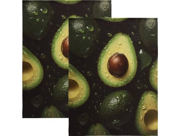 Erwin Müller Geschirrtuch 2er-Pack Avocado 100% Baumwolle Avocado Größe 50x70 cm - strapazierstark, saugfähig, Vorderseite bedruckt