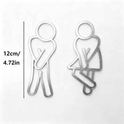 Uplift Picks Creative Funny Bathroom Signs Men Women Restroom Door Decor Wall Sticker silver