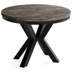 ESSTISCH Clara runder ausziehbarer, Beton Dunkelgrau 100-180/100/76 cm