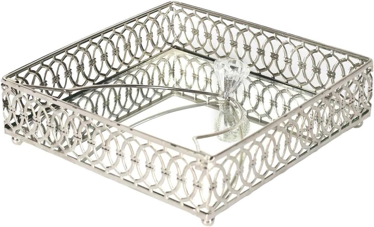 Home Deco Factory KA0281 Zilveren metalen dienblad voor decoratie en opbergruimte