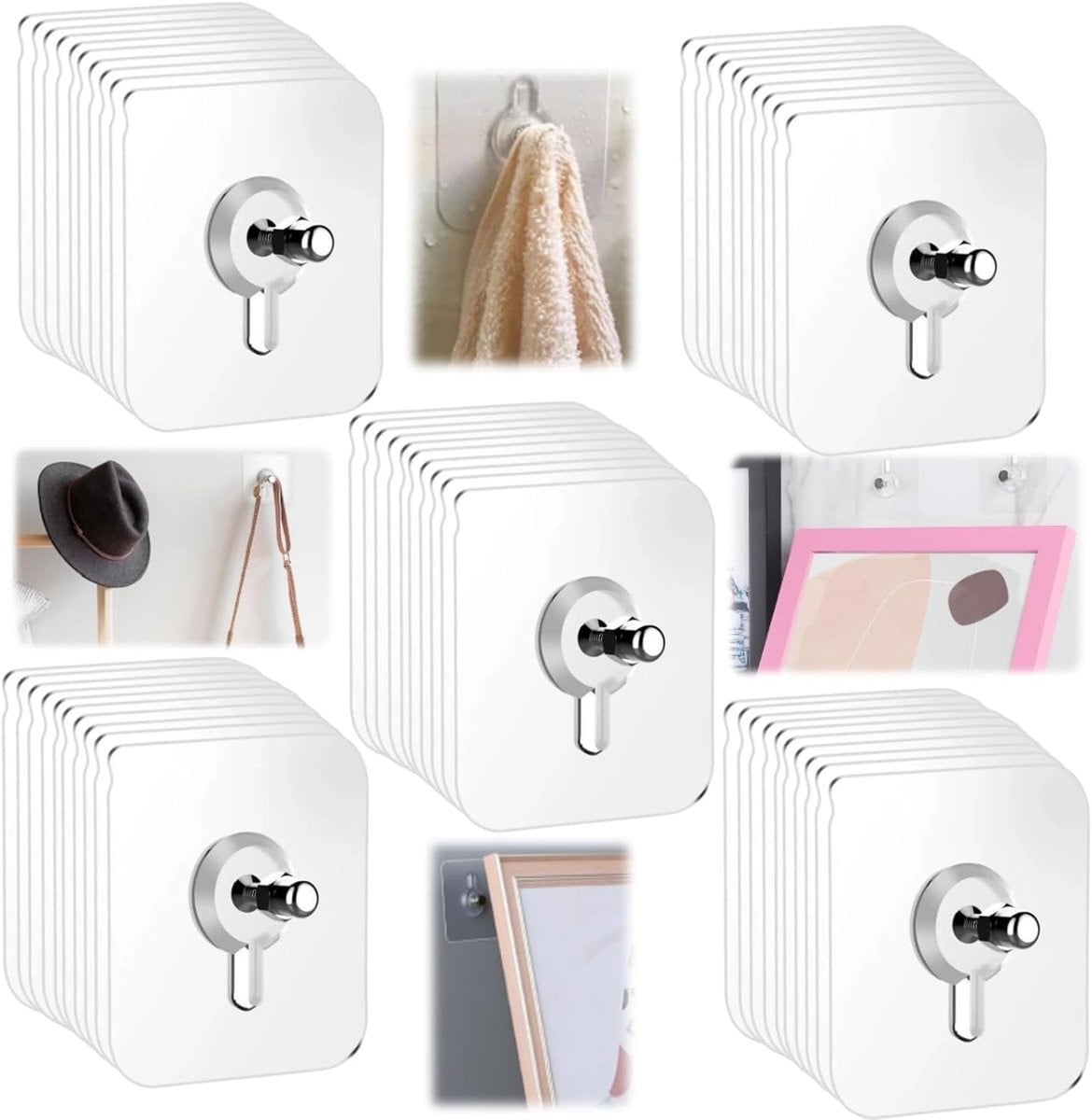 Zelfklevende fotohangers kleefhaken transparant - 6x6 cm