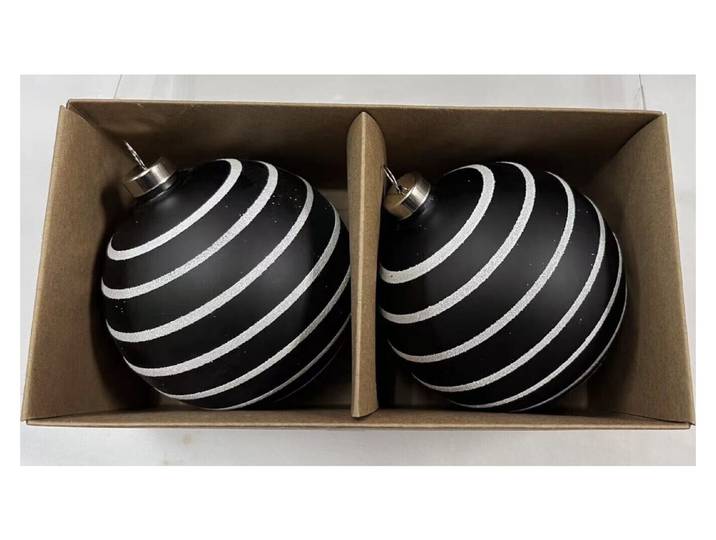 2er Set Glaskugeln schwarz/weiss