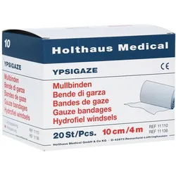 Holthaus Medical YPSIGAZE Mullbinde 4 m starr, Klinikpackung - 1 Packung = 20 Stück lose in der Schachtel, Maße: 10 cm x 4 m 20 St